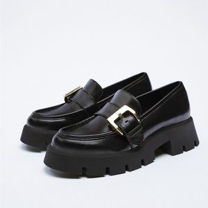 Zara Lug Sole Buckle Loafers